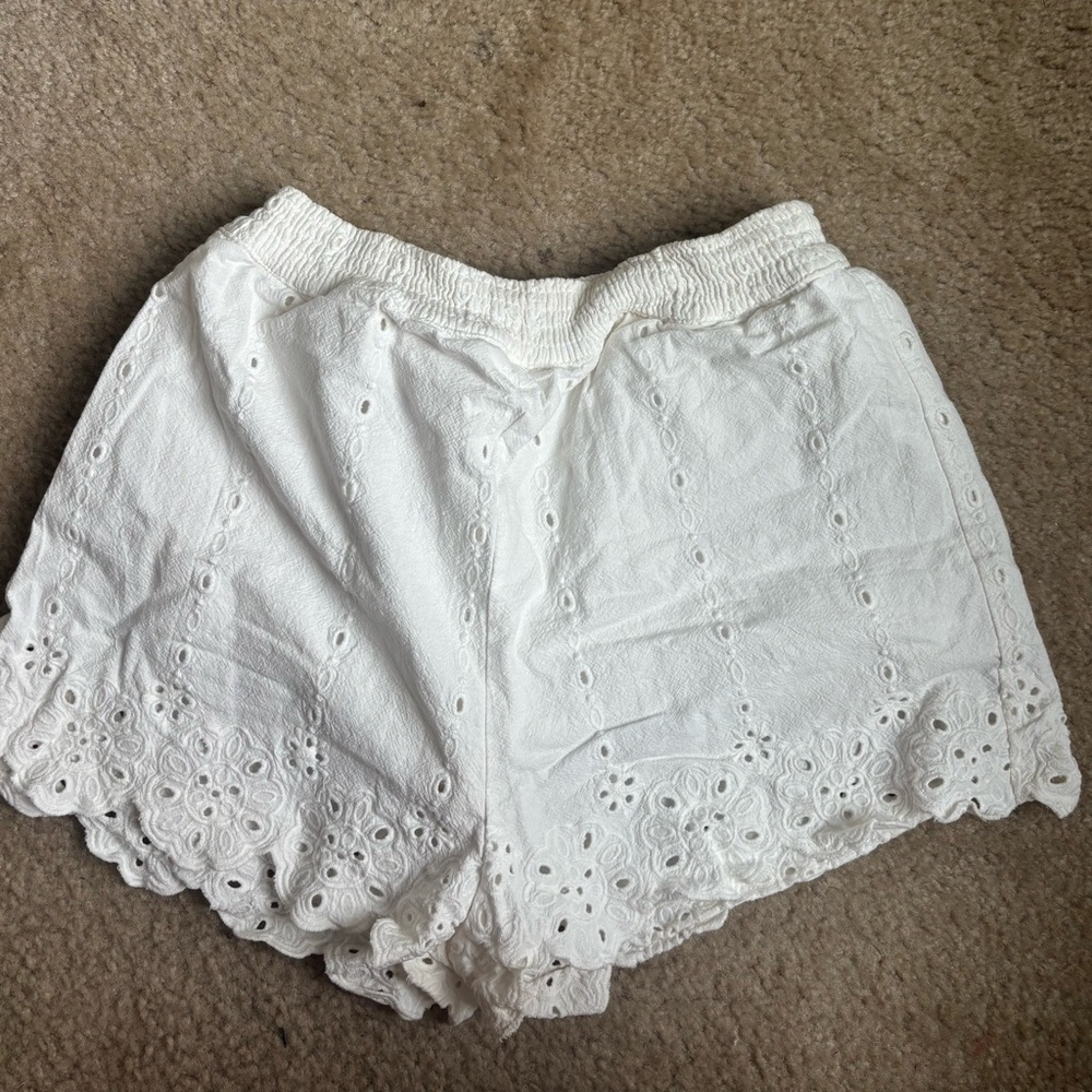 Saltwater LUXE White Eyelet High Waist Shorts